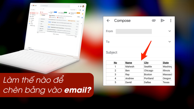 Cách thêm bảng vào email trên Gmail